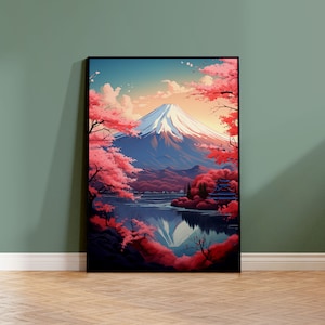 Poster Mont Fuji, Poster Japon Traditionnel, Impression Mat