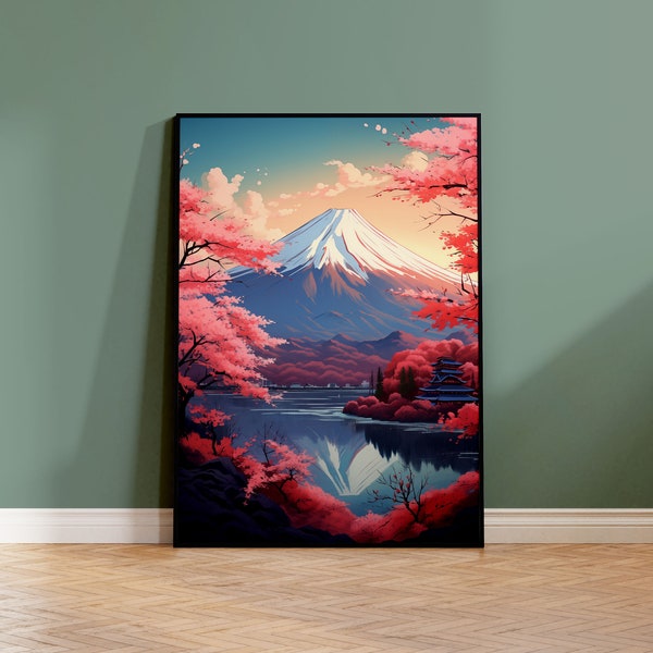 Poster Mont Fuji, Poster Japon Traditionnel, Impression Mat