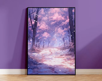 Póster Bosque Sakura, Cerezo Japonés, Naturaleza y Paisaje, Póster de Calidad, Colorido, Impreso Decoración de Pared
