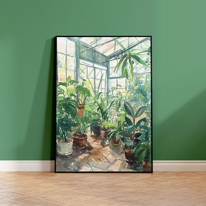 Kaskunst | Kasplantposter | Kunst aan de muur voor kamerplanten | Aquarel kamerplantprint | Affiche voor plantenliefhebbers