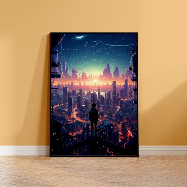 Urban Twilight Poster - City Landscape at Sunrise - Matte Print A2, A3, A4