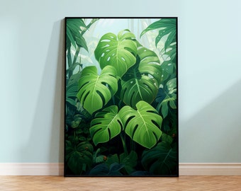 Monstera Deliciosa Poster | Indoor Plant Poster | Faux Philodendron Picture