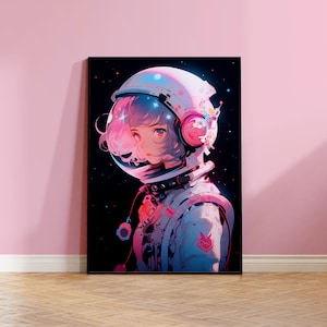 Anime Astronaut Portrait Poster - Vibrant Wall Art - Matte Print A2, A3, A4
