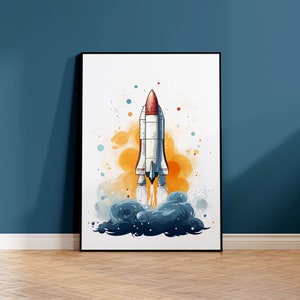 Poster di veicoli spaziali, poster di razzi nello spazio, poster di razzi retrò, poster di Space Shuttle