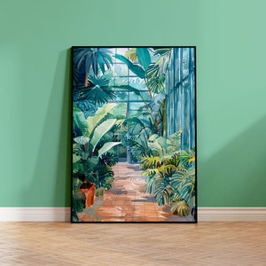 Arte de invernadero | Arte de pared de planta de casa | Impresión de plantas de interior de acuarela | Póster de plantas de invernadero