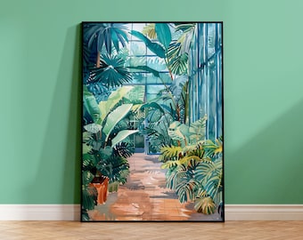 Arte de invernadero | Arte de pared de planta de casa | Impresión de plantas de interior de acuarela | Póster de plantas de invernadero
