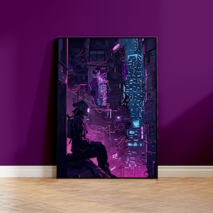 Cyberpunk Art Print | Cyber City Poster | Cyberpunk City Poster | Sci-Fi City Poster | Science Fiction Art | Neon Lights City | Cyber Poster