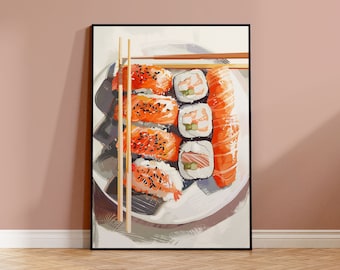Sushi Wall Decor | Sushi Wall Art Print | Sushi Lover Art | Sushi Poster | Japanese Food Print | Japan Food Poster | Asian Food Print