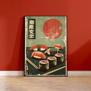 Impresión de comida japonesa | Póster de comida japonesa | Impresión de arte de pared de sushi | Arte amante del sushi | Cartel de sushi