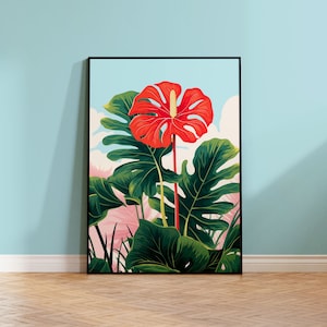 Tropical Plant Poster, High Quality Poster, for Frameless Printed Wall Decoration, Pop Art Retro, Coloured