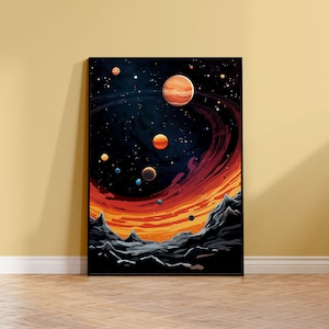Cartel del horizonte cósmico - Vista planetaria del desierto - Impresión mate A2, A3, A4