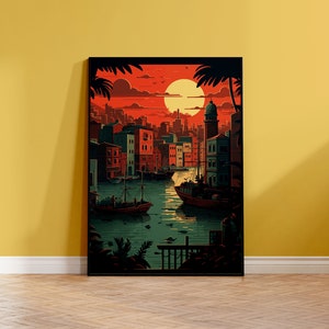 Póster Venecia Náutica | Póster Canales del Amanecer | Cuadro Ciudad Marítima