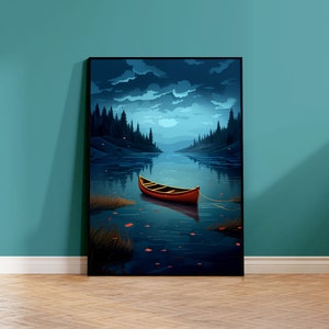 Póster Barco en el Lago, Póster Barco en el Agua, Póster Estera