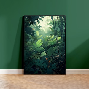 Amazonas Dschungel Poster, Regenwald, Art Deco Wanddruck ohne Rahmen