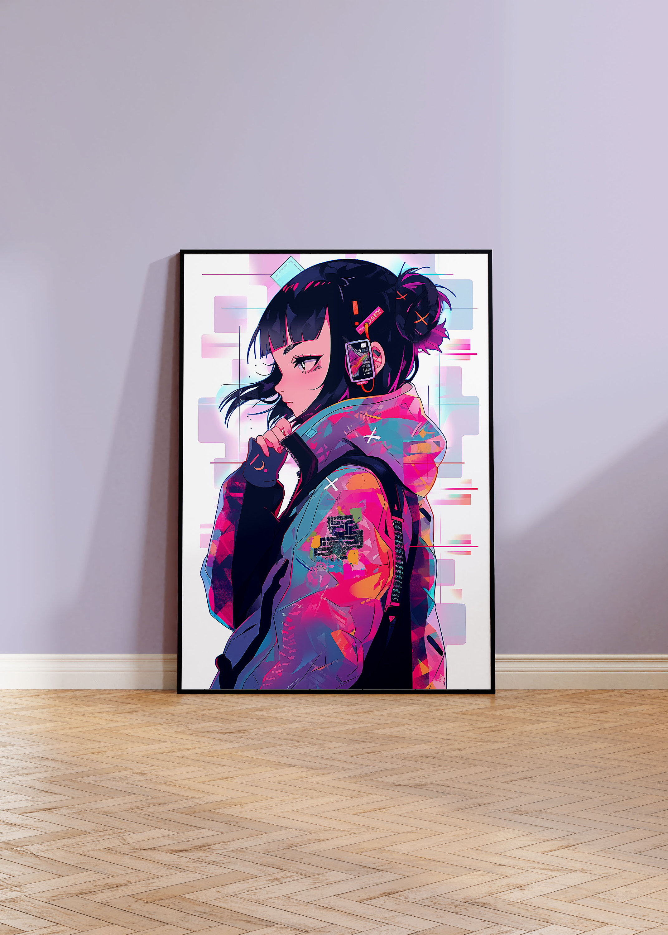 Futuristic Style Anime Girl Poster - Modern Pop Art - Matte Print