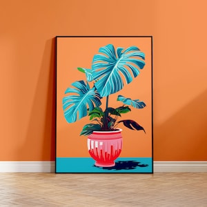 Tropical Plant Poster, Pop Art Retro, High Quality Poster, Colourful, for Frameless Printed Wall Decoration