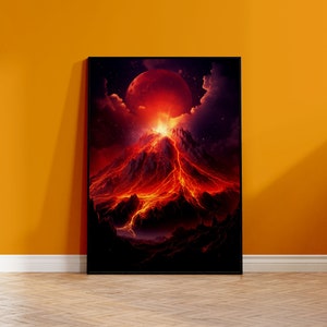 Diagrama de flujo de lava | Cartel del volcán | Erupción volcánica Póster