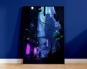 Cyberpunk Street Poster, Quality Poster, Frameless Printed Wall Decoration