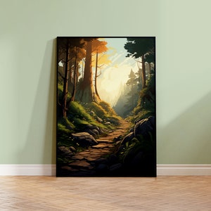 Poster Waldweg, Poster Wald Kiefer, Poster Matt