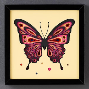 Butterfly Layered Svg, Shadow Box, 3D Paper Cut Light Box Template, SVG Digital Download Files, Shadow Box SVG Digital Download Files
