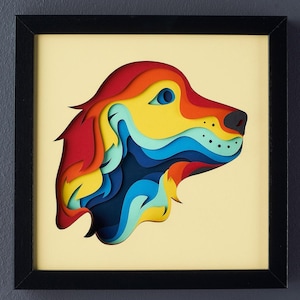 3D Dog SVG For Cardstock/ Golden Retriever Mandala Pop Art/ Cute Dog Multilayer Papercut/ Dog 3D Papercraft SVG/ SVG File For Cricut
