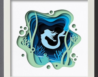 Mermaid Shadow Box SVG | Digital Download. Works With Cricut Joy ...