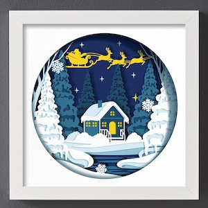 3D Winter SVG, Christmas Shadow box svg, Winter shadow box svg, 3D Shadow box, Snow svg, Svg files for Cricut