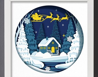 3D Winter SVG, Christmas Shadow box svg, Winter shadow box svg, 3D Shadow box, Snow svg, Svg files for Cricut