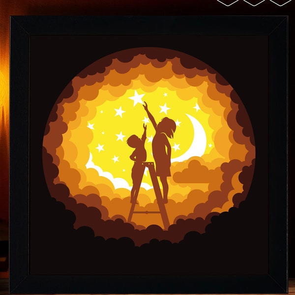 Brothers in the sky SVG, Paper Cut Light Box Template, Layered SVG file for Cricut, DIY 3D Shadow Box Art Svg