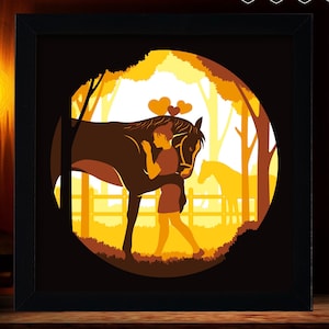 Horse Lover SVG, Paper Cut Light Box Template for Dog Lover, Layered SVG file for Cricut, DIY 3D Shadow Box Art, layer art Dog Cricut svg