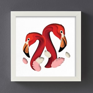 3D Flamingo Layered SVG For Cardstock/ Pink Bird Multilayer SVG/ 3D Flamingo Shadow Box / Animal Papercraft/ File For Cricut/ For Silhouette