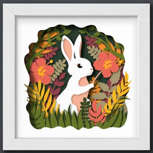 3D Rabbit Svg, Shadow Box, 3D Paper Cut Shadow Box Template, SVG Digital Download, Shadow Box SVG Digital Download Files, For Cricut
