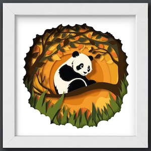 3D Panda Svg - Shadow box svg - svg de papier cartonné en couches - pour cricut - pour silhouette fichiers SVG à téléchargement numérique, pour Cricut, Lightbox