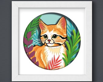 3D Cat Shadow Box, 3D Paper Cut Shadow Box Template, SVG Digital Download, Shadow Box SVG Digital Download Files, For Cricut