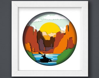 Grand Canyon shadow box template files SVG - shadow box SVG Cricut file - cutting Cricut - Arizona shadow paper cut
