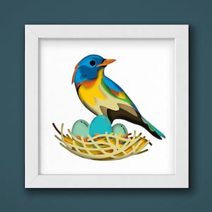 3D Color Bird Svg - Shadow box svg - layered cardstock svg - for cricut - for silhouette SVG Digital Download Files, For Cricut, Lightbox