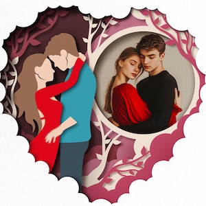 3D Customizable Valentine&#39;s day Shadow Box, Custom Name Shadow Box, Layered Paper Art, Heart 3D SVG, Files For Cricut with Easy Instructions