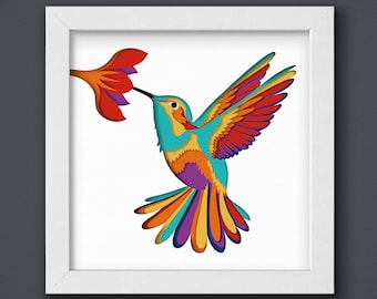 3D Hummingbird Shadow Box SVG – Layered Papercut Design (Digital Download)
