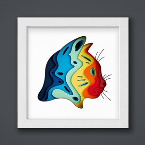 3D Layered Cat svg files for Cricut, 3D cat Shadow Box Template, Multilayer, dxf for Silhouette, 3D Paper Craft, Diy Home decor, For Cricut