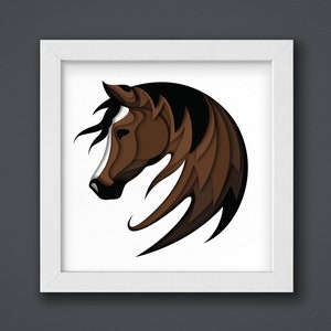 3D Horse portrait 3D Layered SVG For Cardstock, Shadow Box, Multilayer Papercut Template, Farm Cricut, silhouette, wall art diy, shadow box