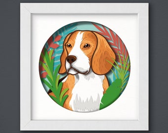 3D Beagle Dog Svg, Layered SVG For Cardstock/ Golden Retriever Mandala Pop Art/ Cute Dog Multilayer Papercut/ Dog 3D Papercraft SVG