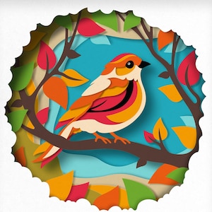 Pájaro 3D Svg - Caja de sombras svg - cartulina en capas svg - para cricut - para silueta SVG Archivos de descarga digital, para Cricut, Lightbox