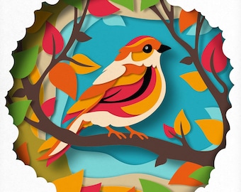 3D Bird Shadow Box SVG – Layered Papercut Template (Digital Download)