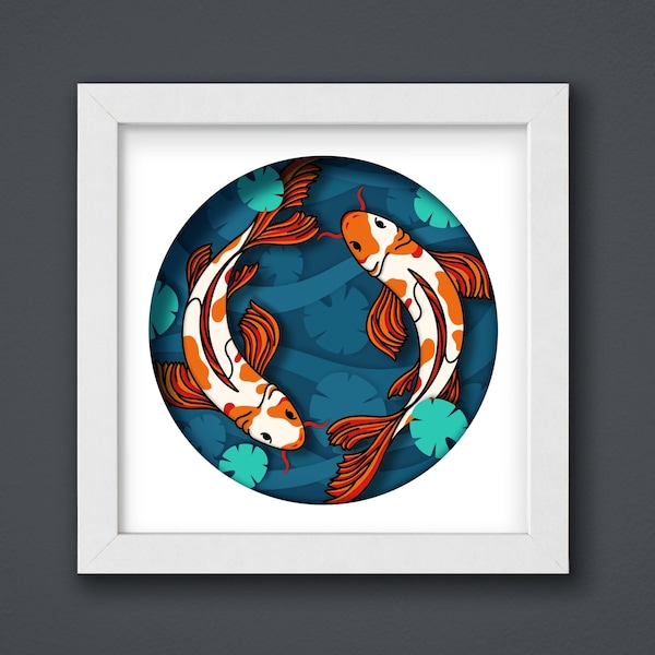3D Koi Fish Shadow Box, 3D Paper Cut Light Box Template, SVG Digital Download Files, Shadow Box SVG Digital Download Files, For Cricut 3D Koi Fish Shadow Box, 3D Paper Cut Light Box Template, SVG Digital Download Files, Shadow Box SVG Digital Download Files, For Cricut