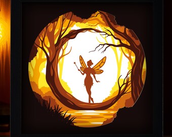 Fairy light box template files SVG - shadow box SVG Cricut file - cutting Cricut - Fairy shadow paper cut