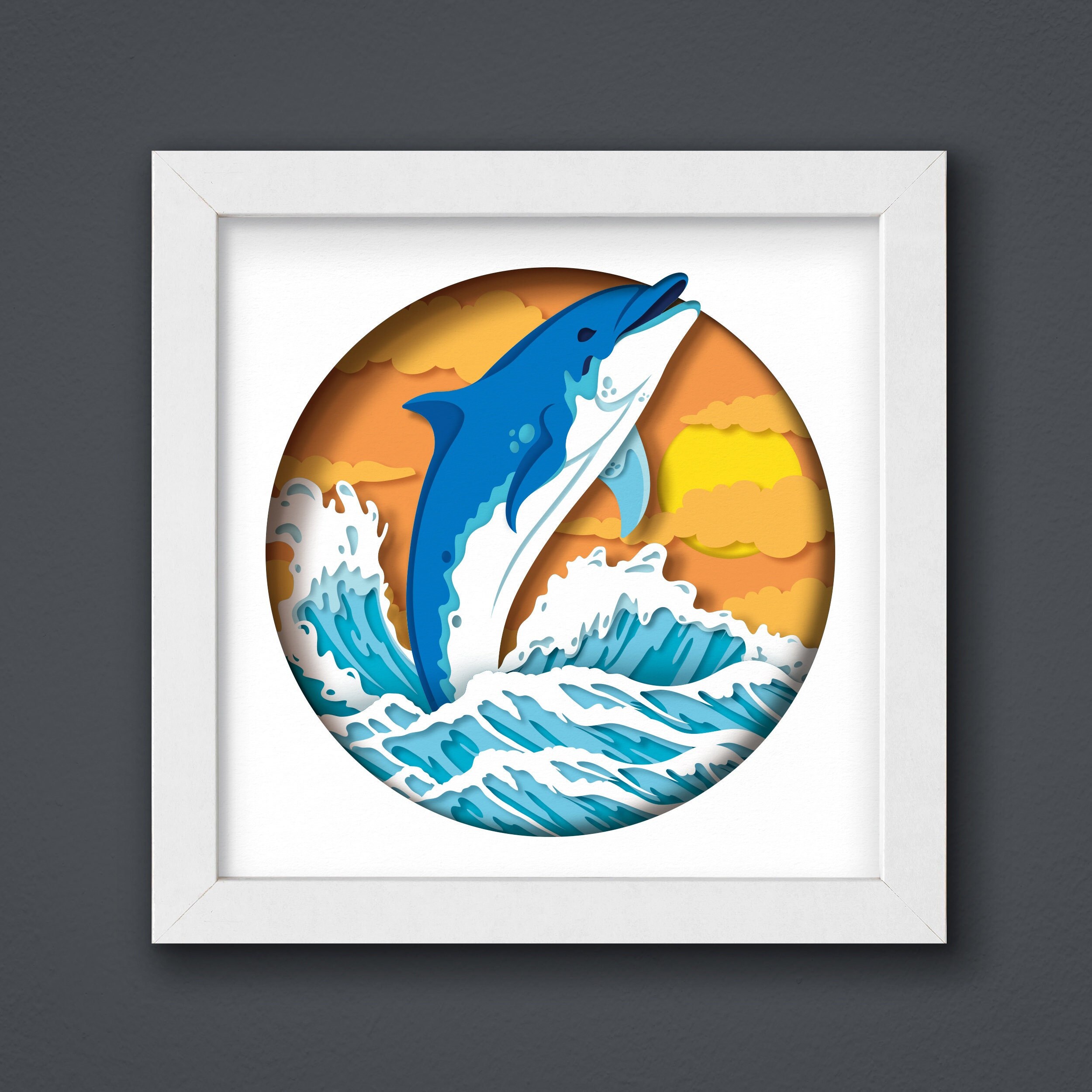 3D Dolphin Shadow Box SVG Template, Layered Paper Cut (digital Download ...