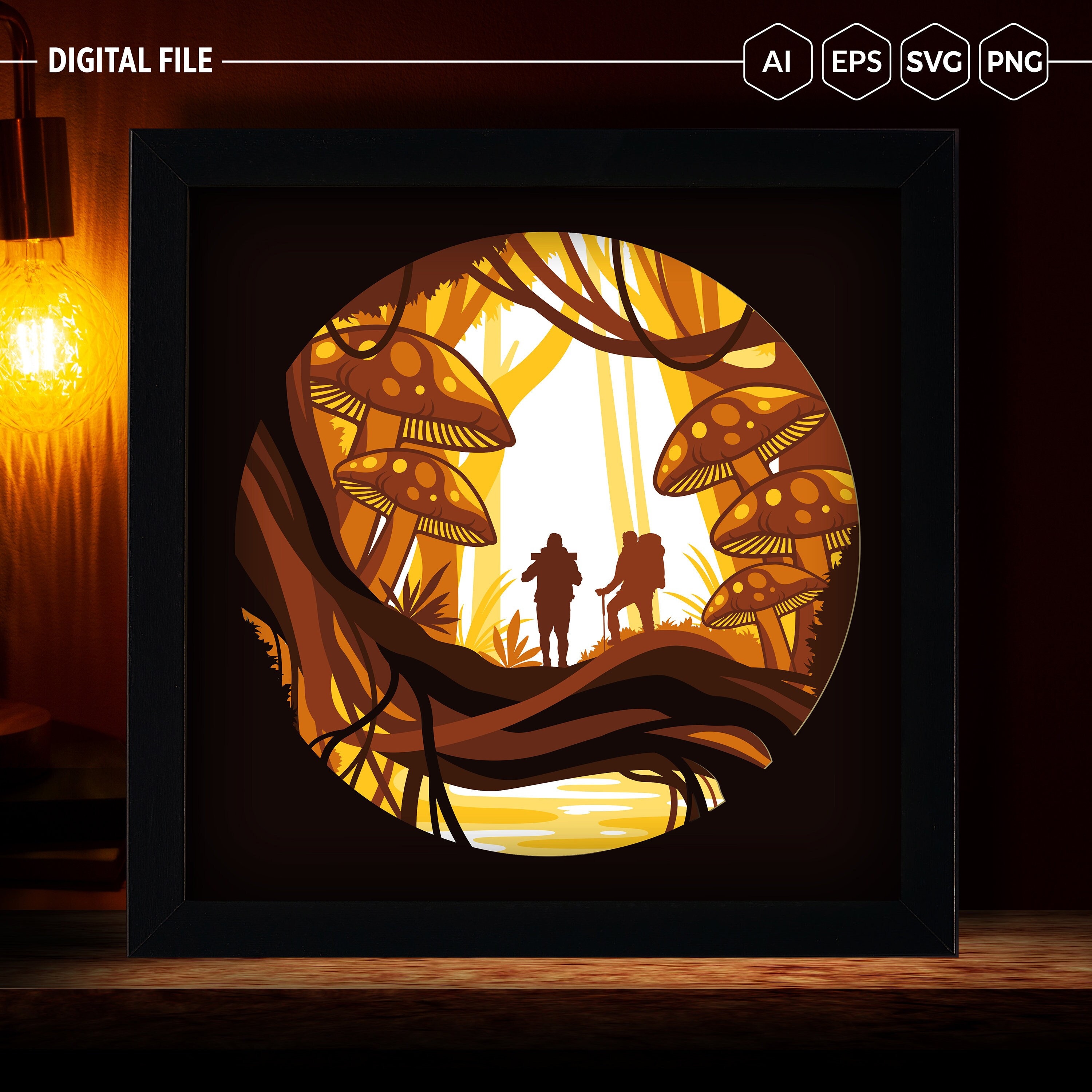 Forest Shadow Box SVG Template – 3D Paper Cut Light Box (digital ...