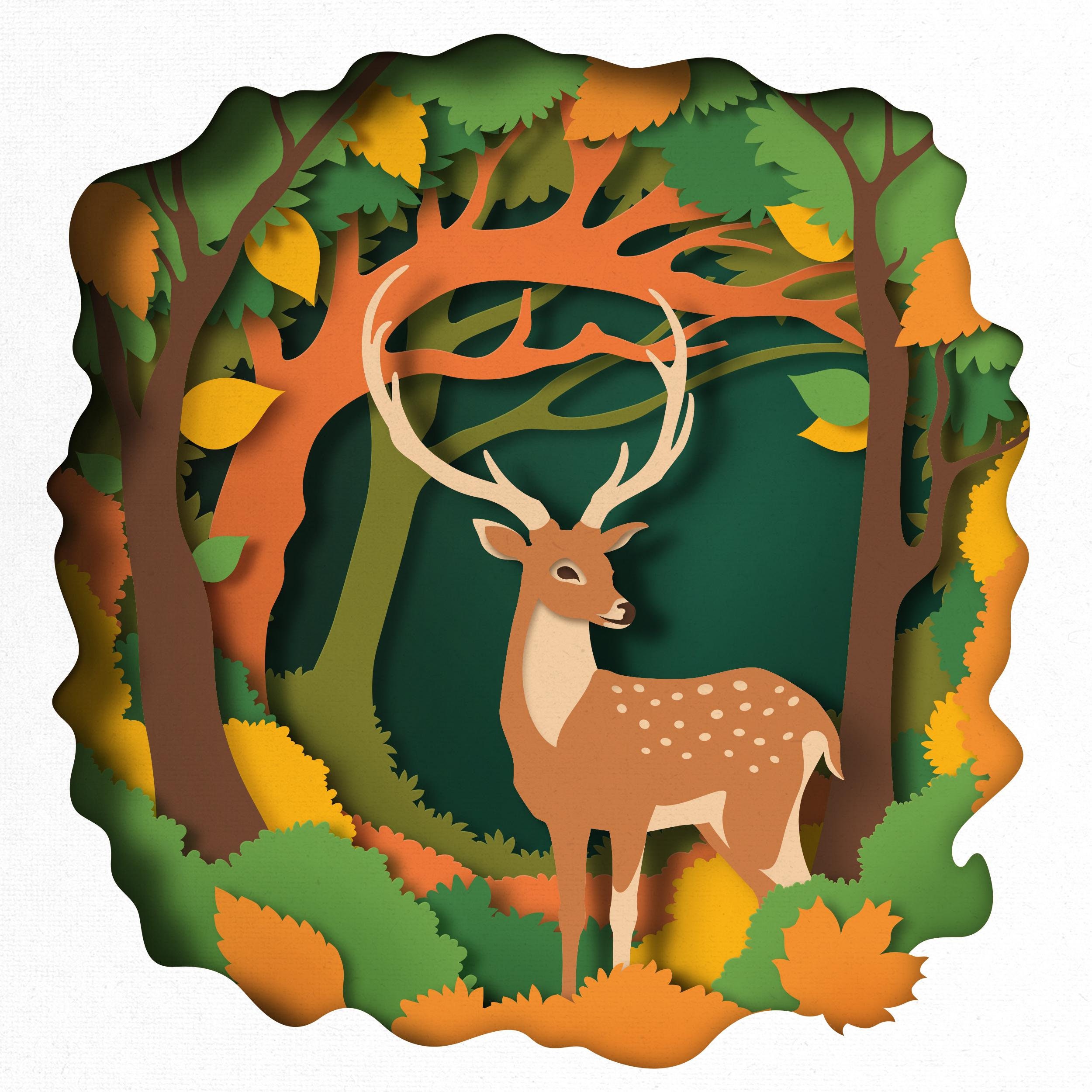 3D Deer Shadow Box SVG – Layered Paper Cut Files (digital Download) - Etsy