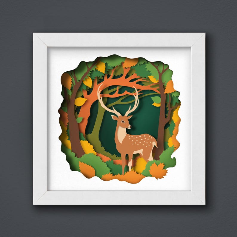 3D Deer Shadow Box SVG – Layered Paper Cut Files (digital Download) - Etsy