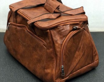 Echtes Leder Look Stilvolle & Geräumige Weekender Seesack Für Reisen(GL-Camel Colure)